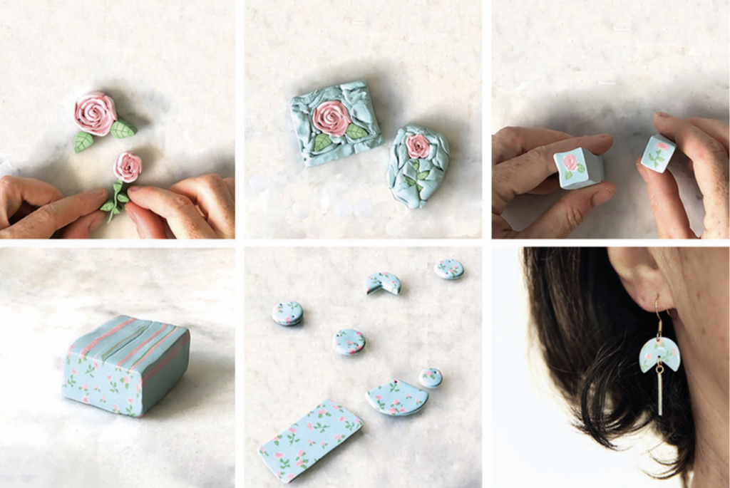 Fabrication à la main d’un motif floral en pâte polymère
